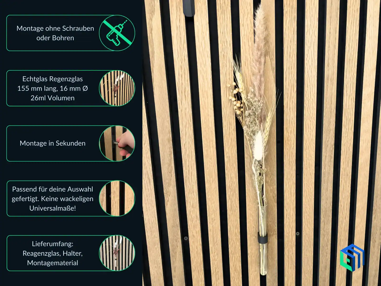 Reagenzglas Vase fuer Akustikpaneele Produktmerkmale und Vorteile